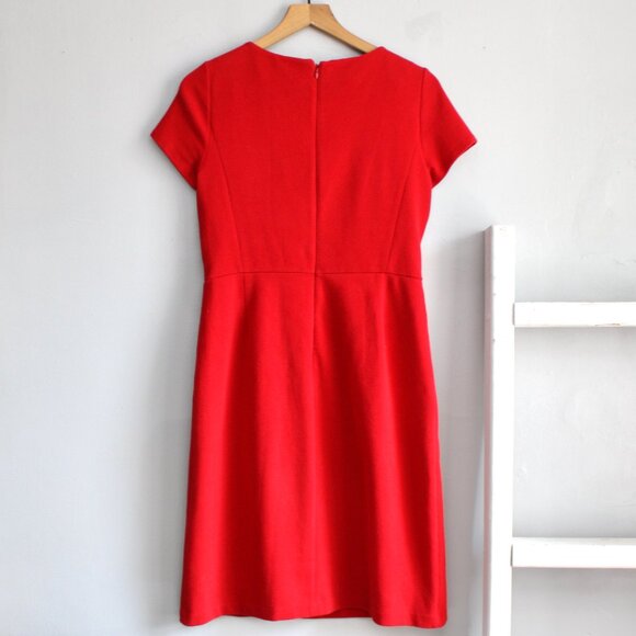 Talbots Red Jewel Embellished Collar Ottoman Ponte Sheath Dress Size 4 / Small - Picture 2 of 7